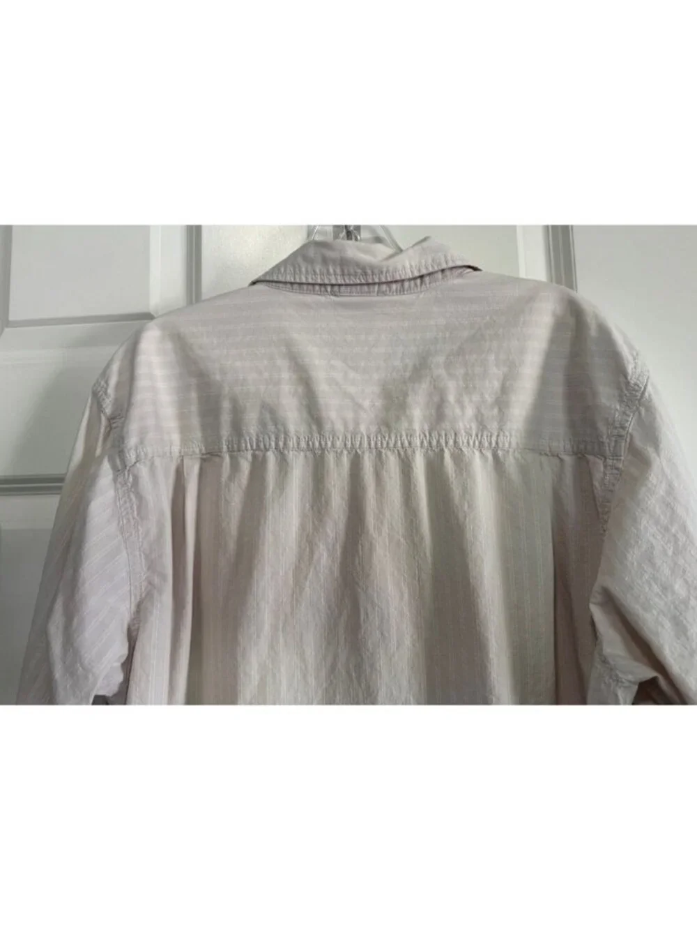 The North Face Long Sleeve Shirt Ivory Tan Button Front Striped Men's Size Large